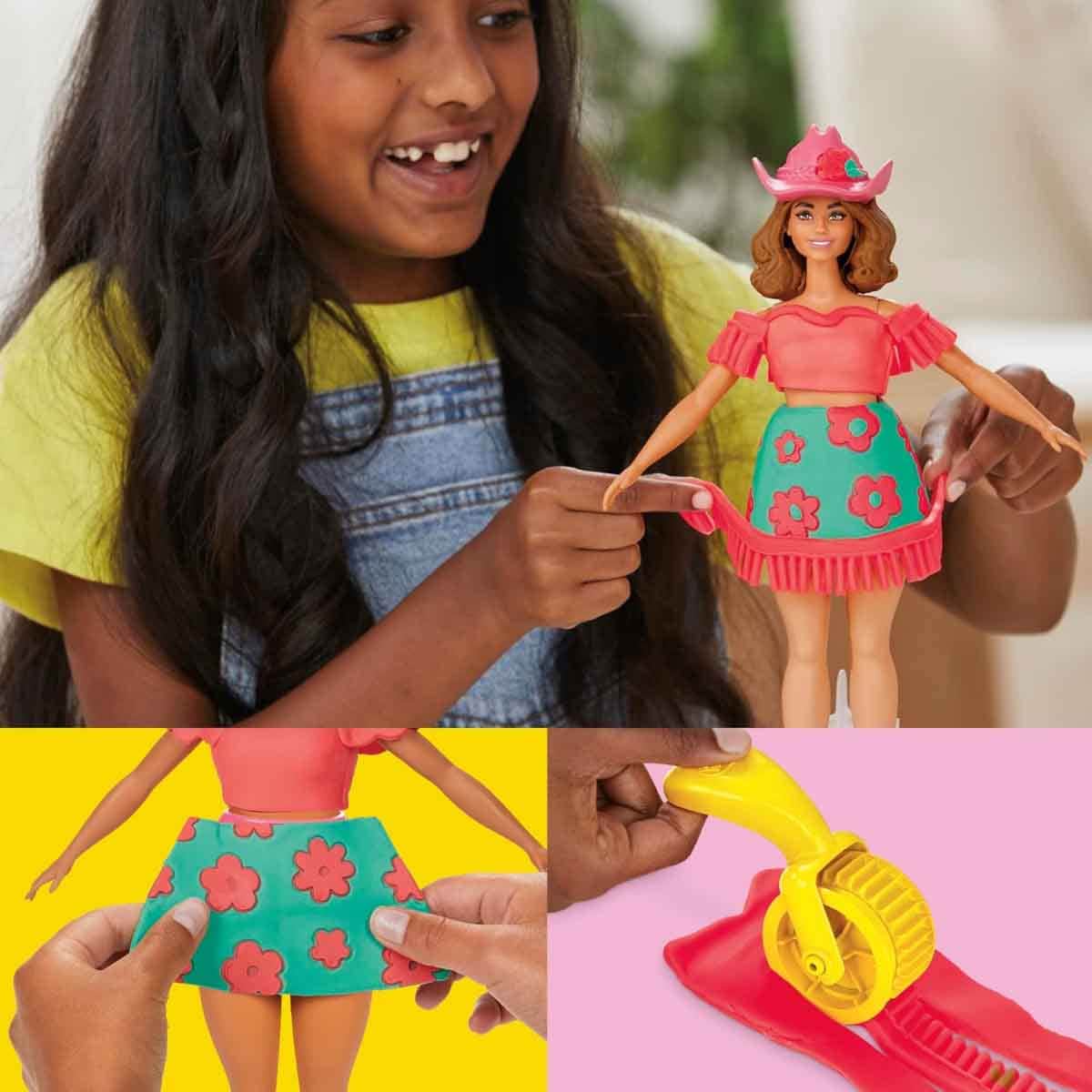 Play-Doh Barbie Flowers & Fringe Doll Set Girls, 5-7 Years