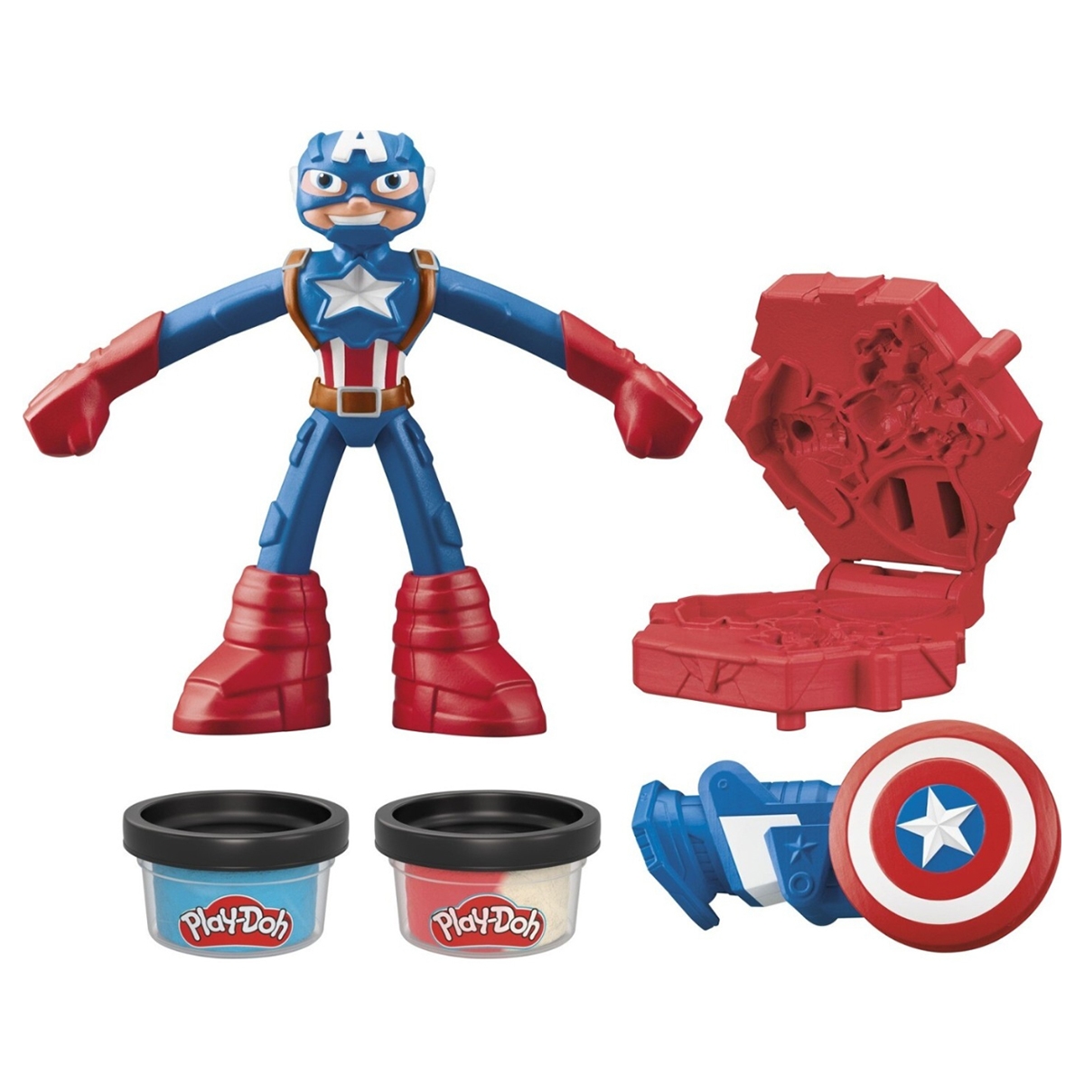 Play-Doh Captain America Action Set with Shield & Modelling Clay Unisex, 5-7 Years