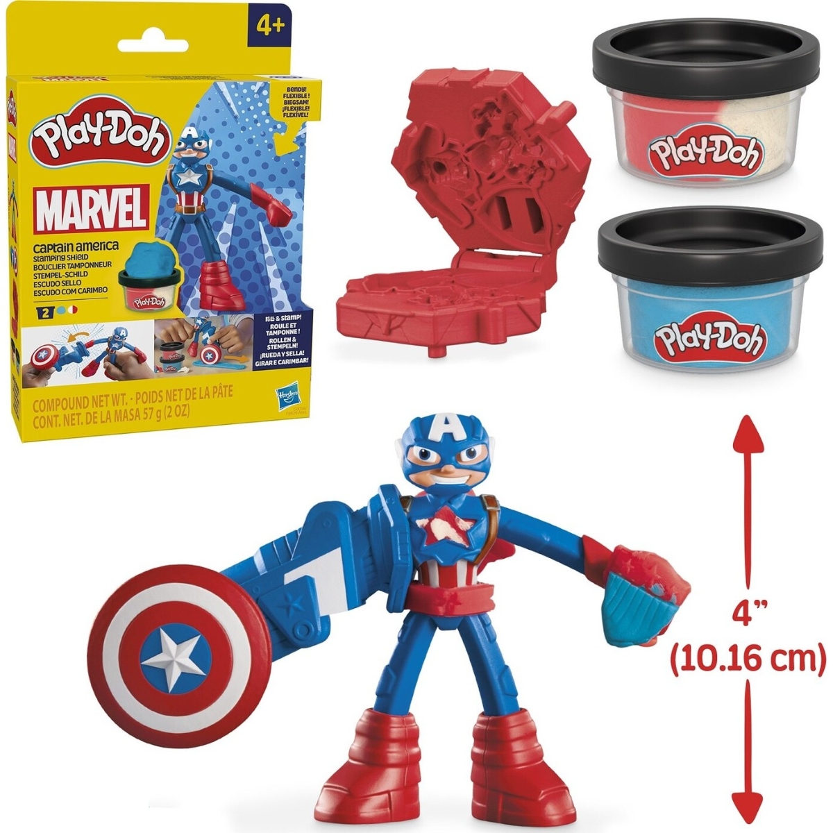 Play-Doh Captain America Action Set with Shield & Modelling Clay Unisex, 5-7 Years
