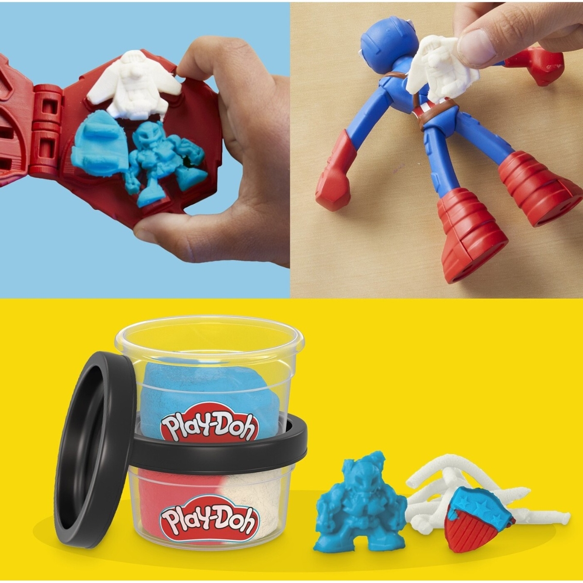 Play-Doh Captain America Action Set with Shield & Modelling Clay Unisex, 5-7 Years
