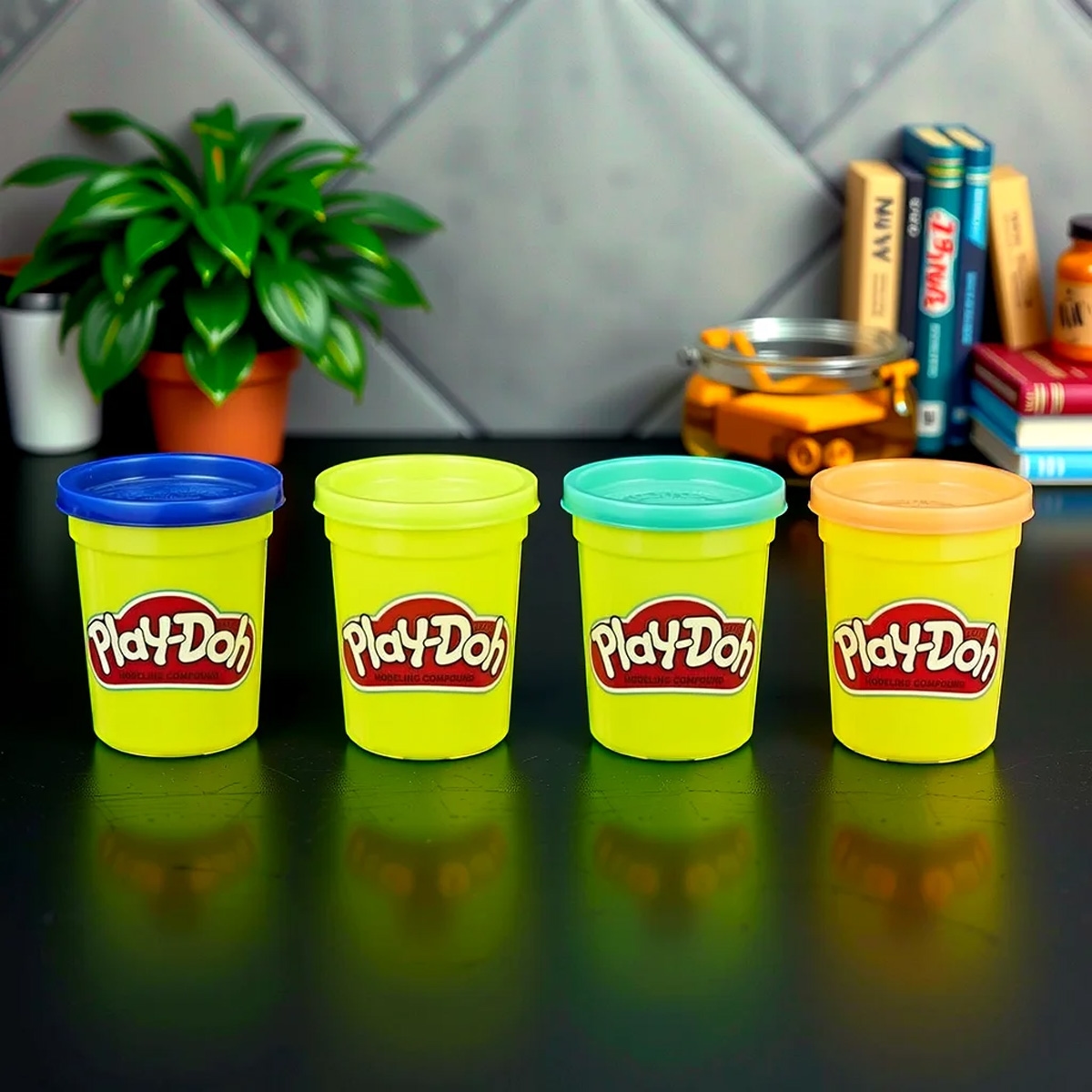 بلاي-دو طين ألوان برية للجنسين، من 3 إلى 4 سنوات، مجموعة من 4