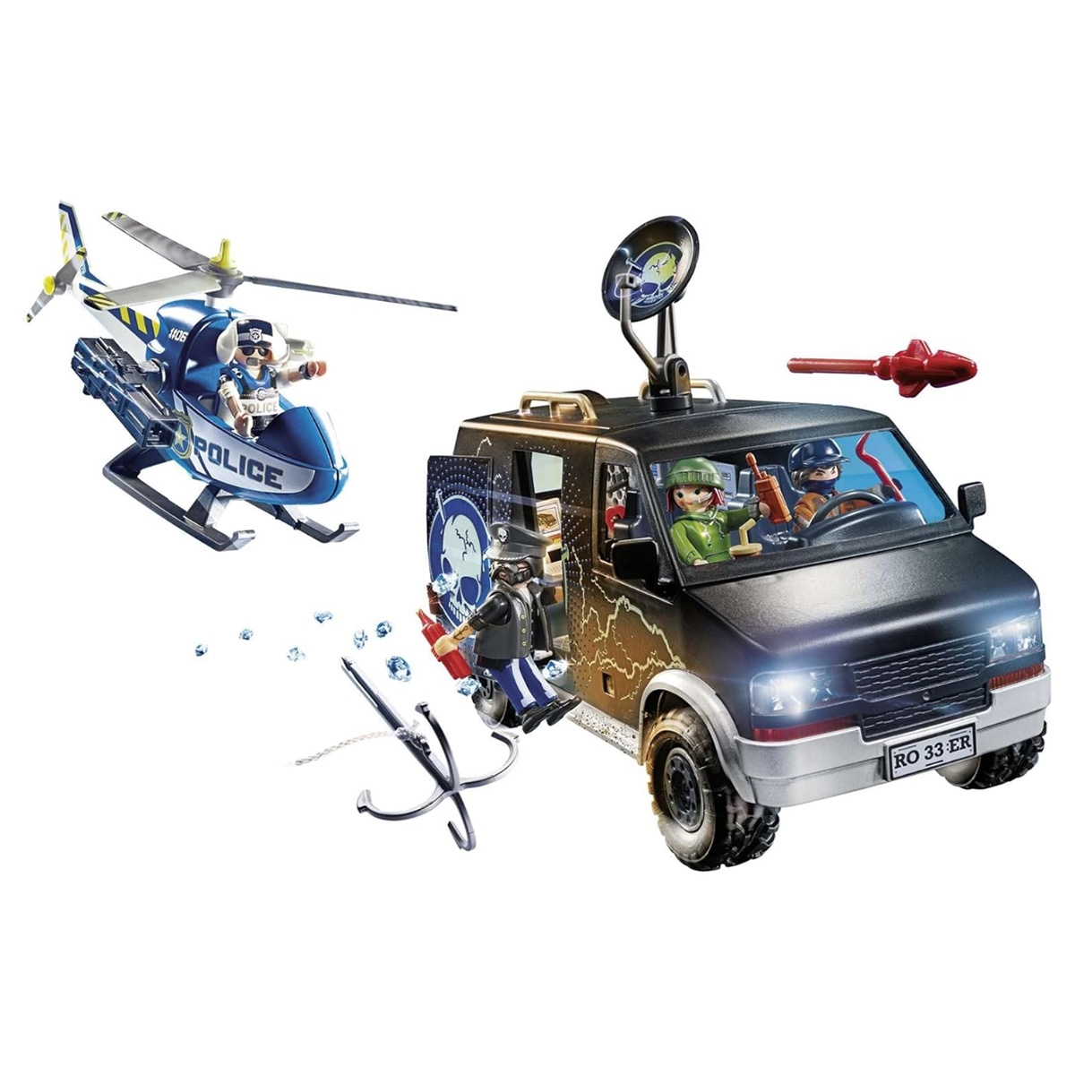 بلاي موبيل سيتي أكشن مطاردة هليكوبتر مع شاحنة هاربة للجنسين، 5-7 سنوات