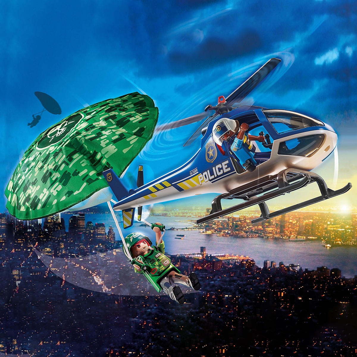 Playmobil City Action Police Parachute Search Playset Unisex, 5-7 Years
