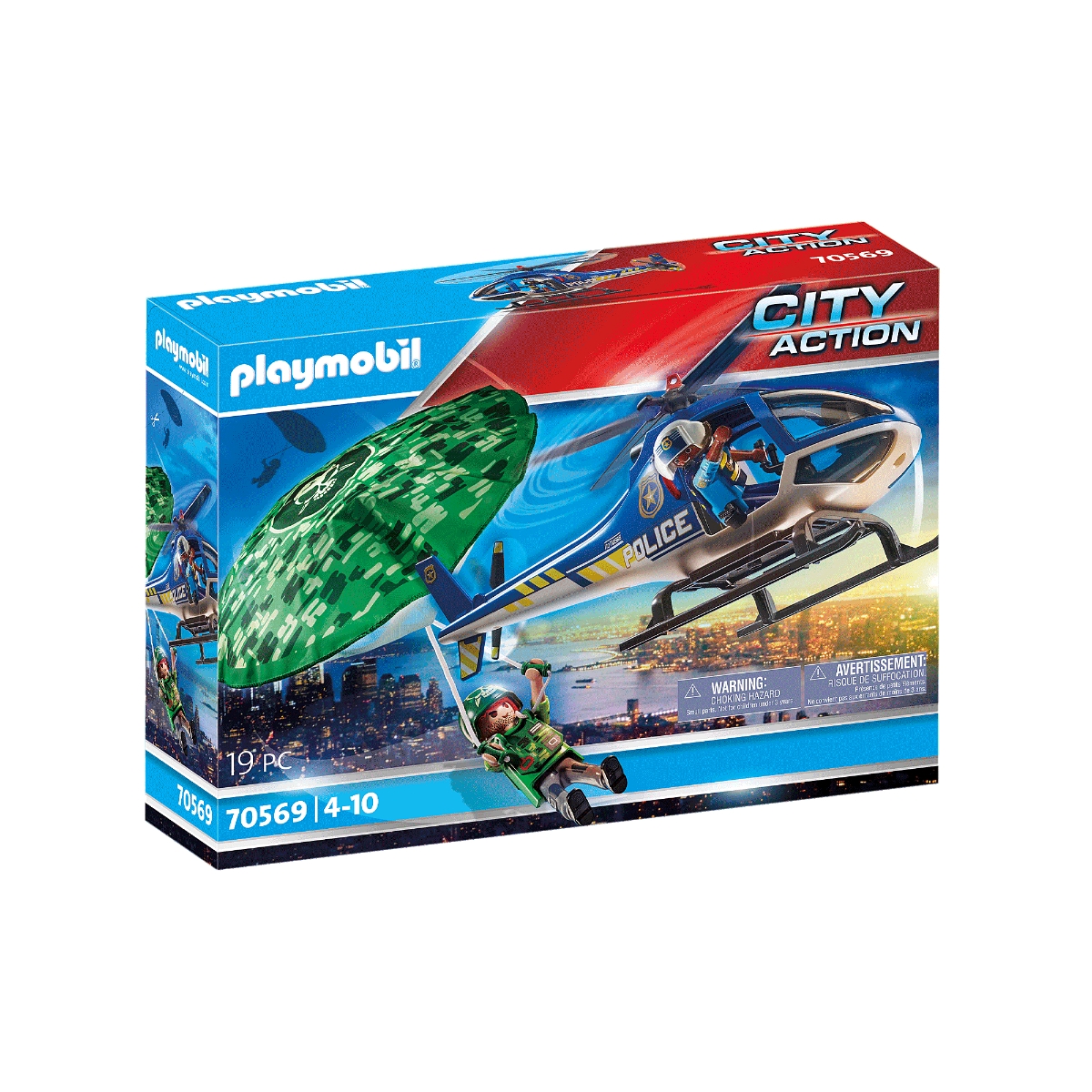 Playmobil City Action Police Parachute Search Playset Unisex, 5-7 Years