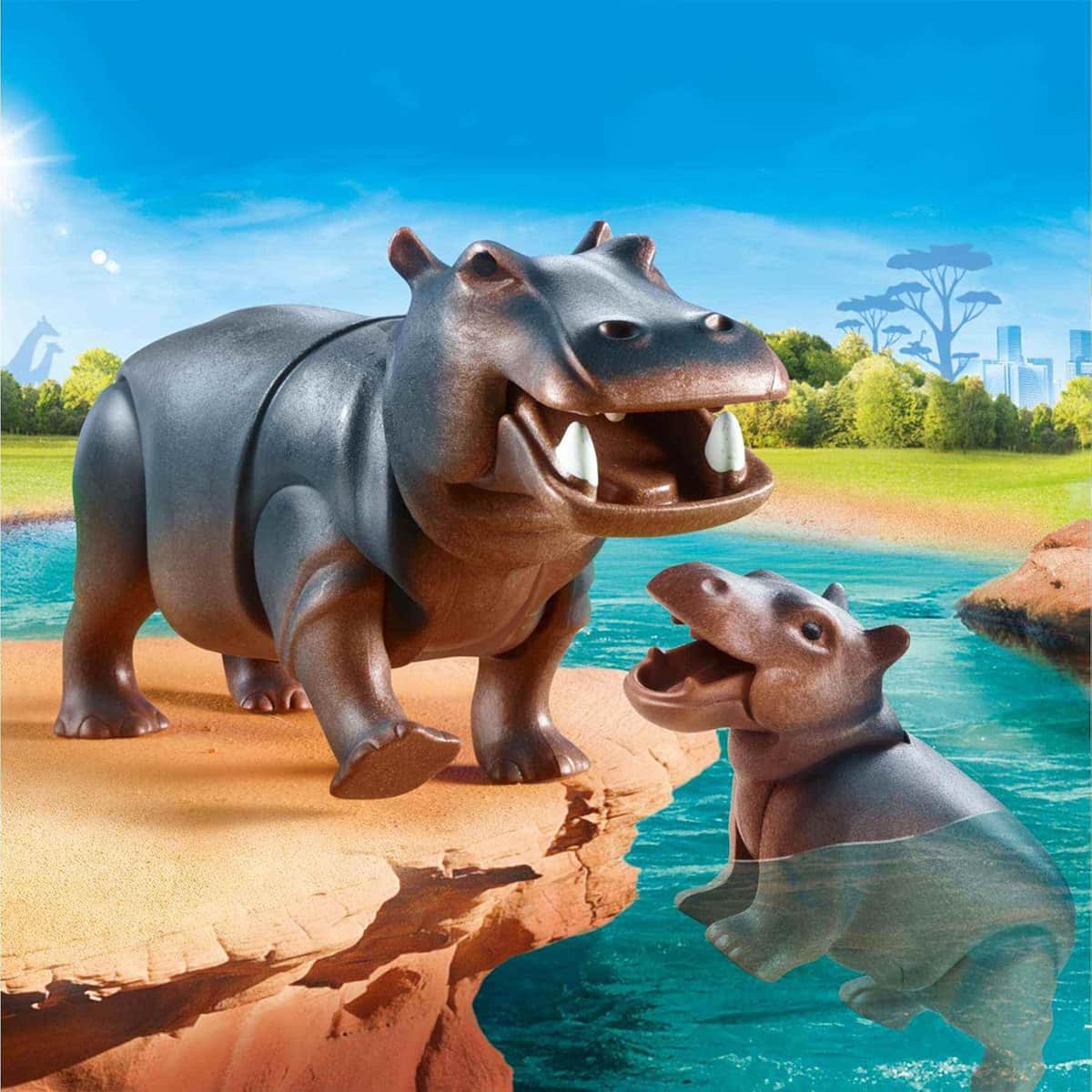 Playmobil Family Fun Hippo with Calf Playset Unisex, 5-7 Years