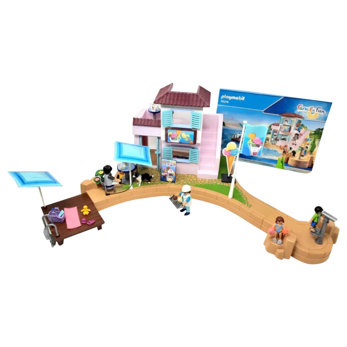 Playmobil Family Fun Waterfront Ice Cream Shop Playset Unisex, 5-7 Years