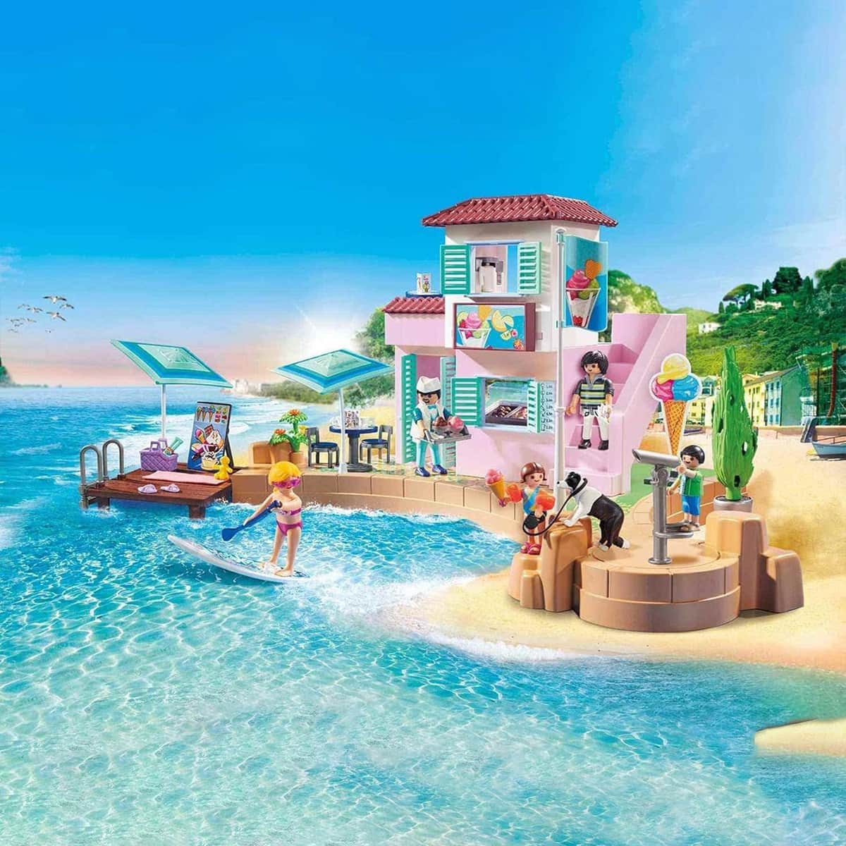Playmobil Family Fun Waterfront Ice Cream Shop Playset Unisex, 5-7 Years