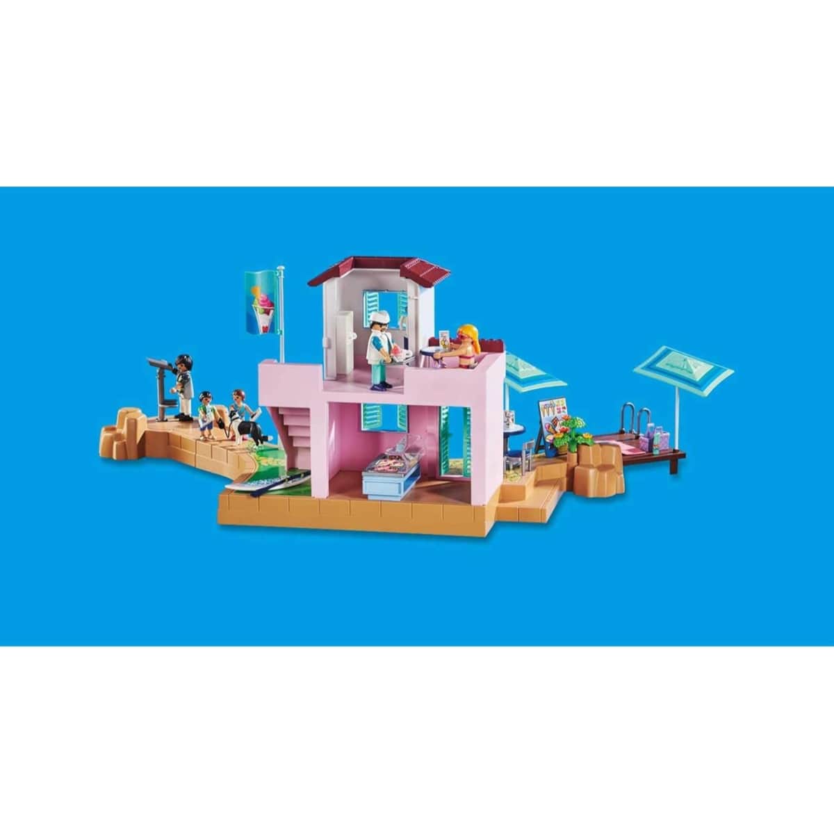 Playmobil Family Fun Waterfront Ice Cream Shop Playset Unisex, 5-7 Years