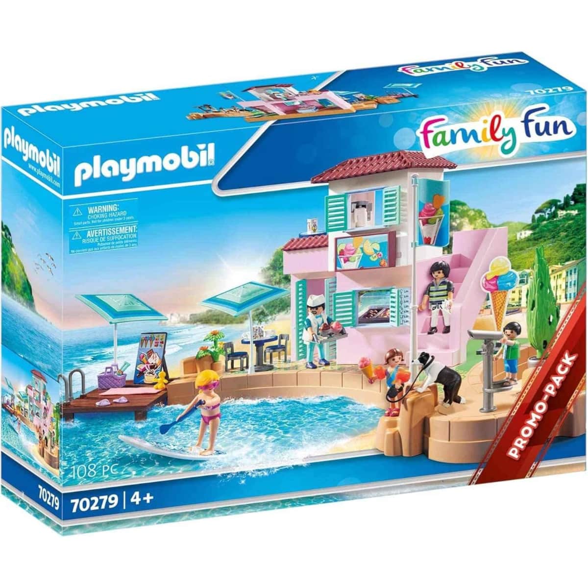 Playmobil Family Fun Waterfront Ice Cream Shop Playset Unisex, 5-7 Years