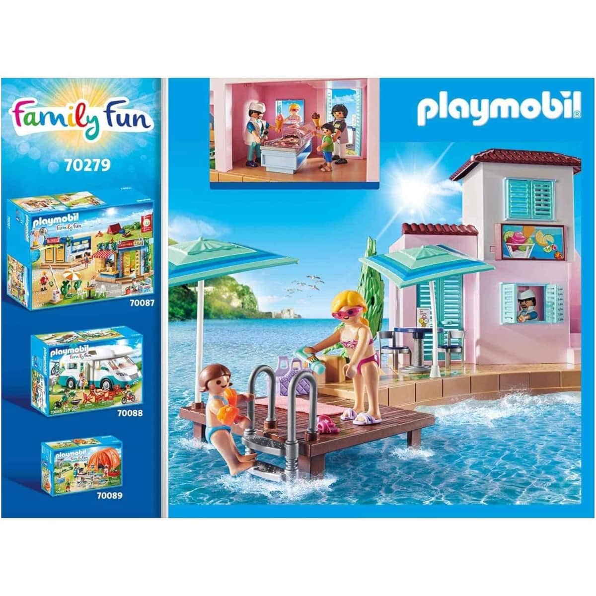 Playmobil Family Fun Waterfront Ice Cream Shop Playset Unisex, 5-7 Years