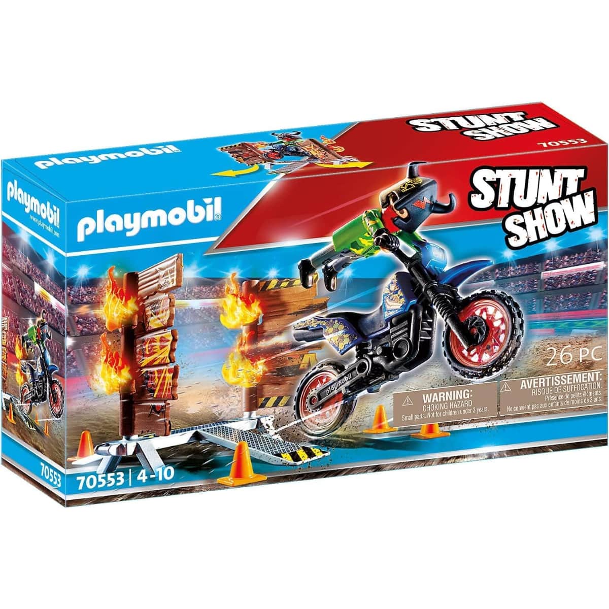 Playmobil Stunt Show Motocross with Fiery Wall Playset Unisex, 5-7 Years