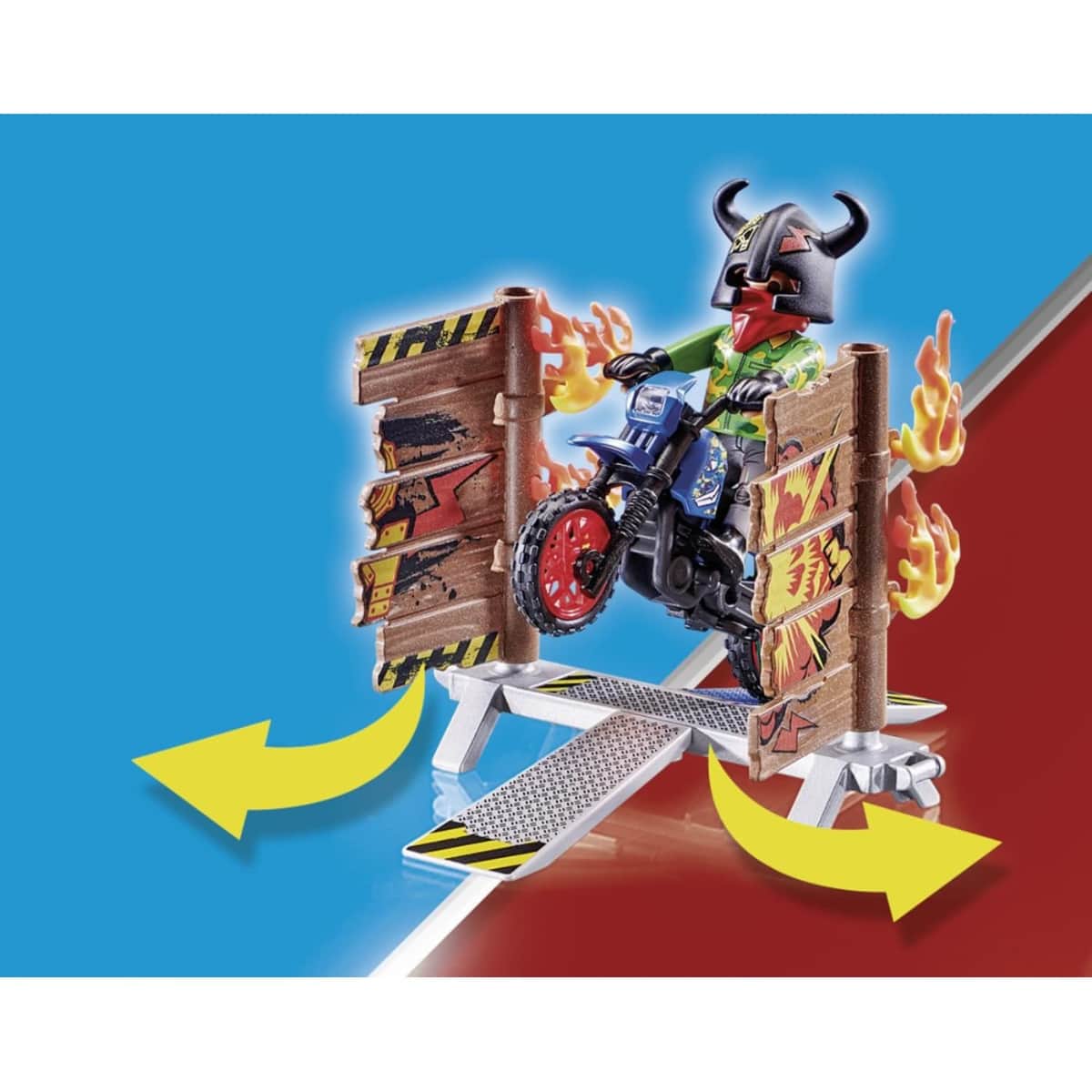 Playmobil Stunt Show Motocross with Fiery Wall Playset Unisex, 5-7 Years