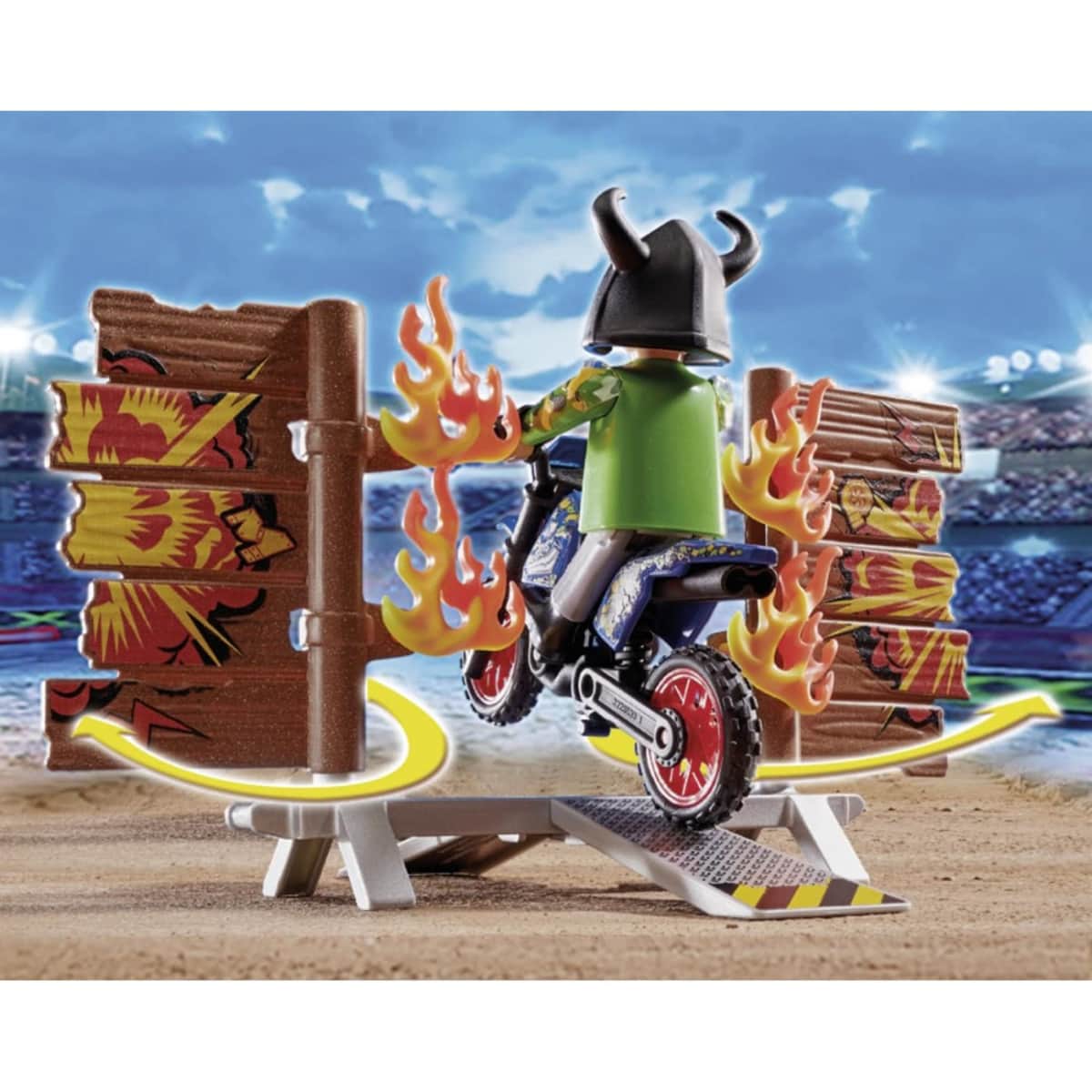 Playmobil Stunt Show Motocross with Fiery Wall Playset Unisex, 5-7 Years