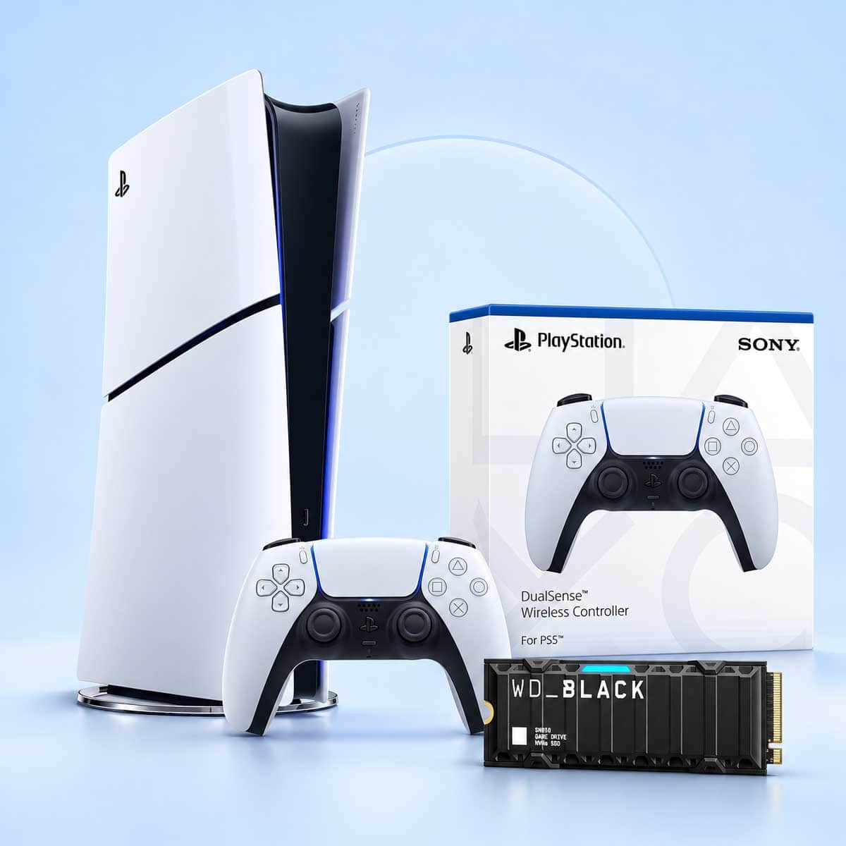 Sony PlayStation 5 Digital Edition - Official KSA Version + Western Digital NVMe SSD with Heatsink 1TB + DualSense Wireless Controller Bundle