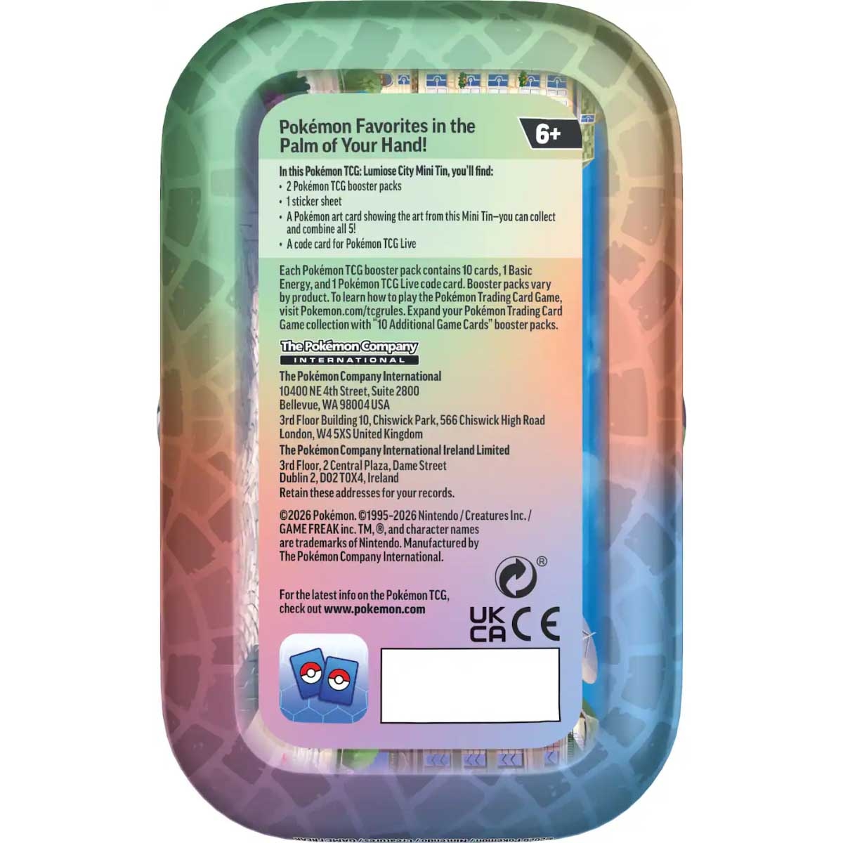 بوكيمون TCG حزمة علبة معدنية صغيرة متنوعة مدينة لوميواز للجنسين، 6-8 سنوات