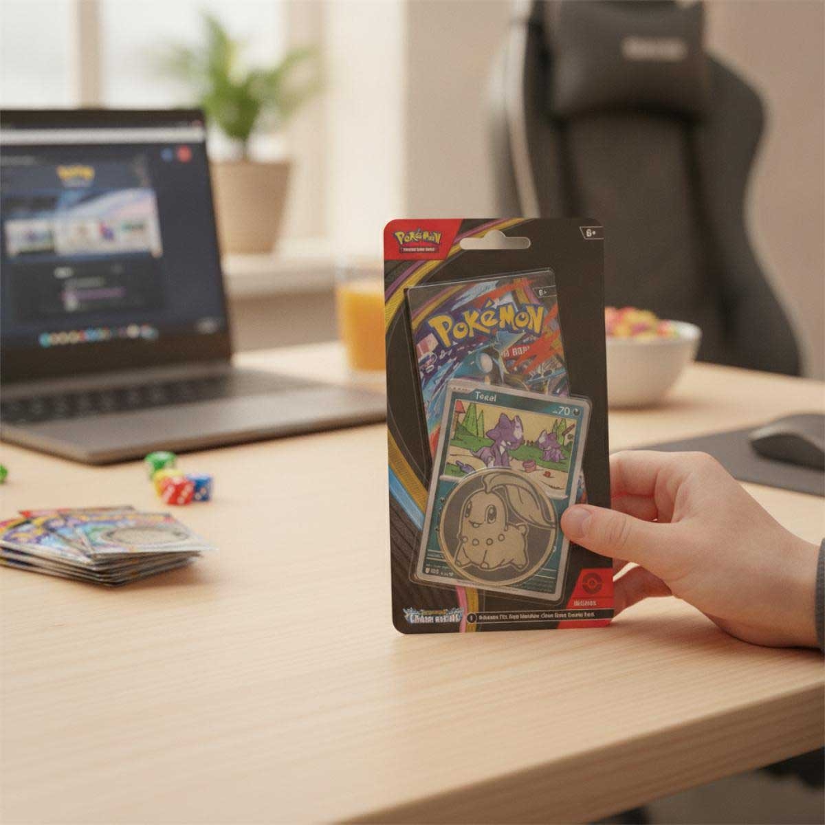 بوكيمون TCG ME04 كايوس رايزينج حزمة بليستر تشيك لاين للجنسين، 6-8 سنوات