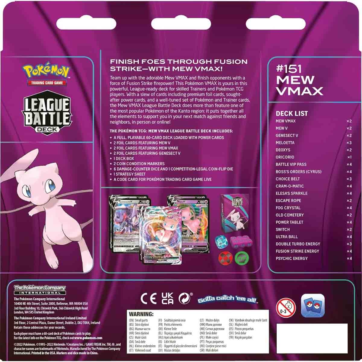 Pokemon TCG Mew VMAX League Battle Deck Unisex, 5-7 Years
