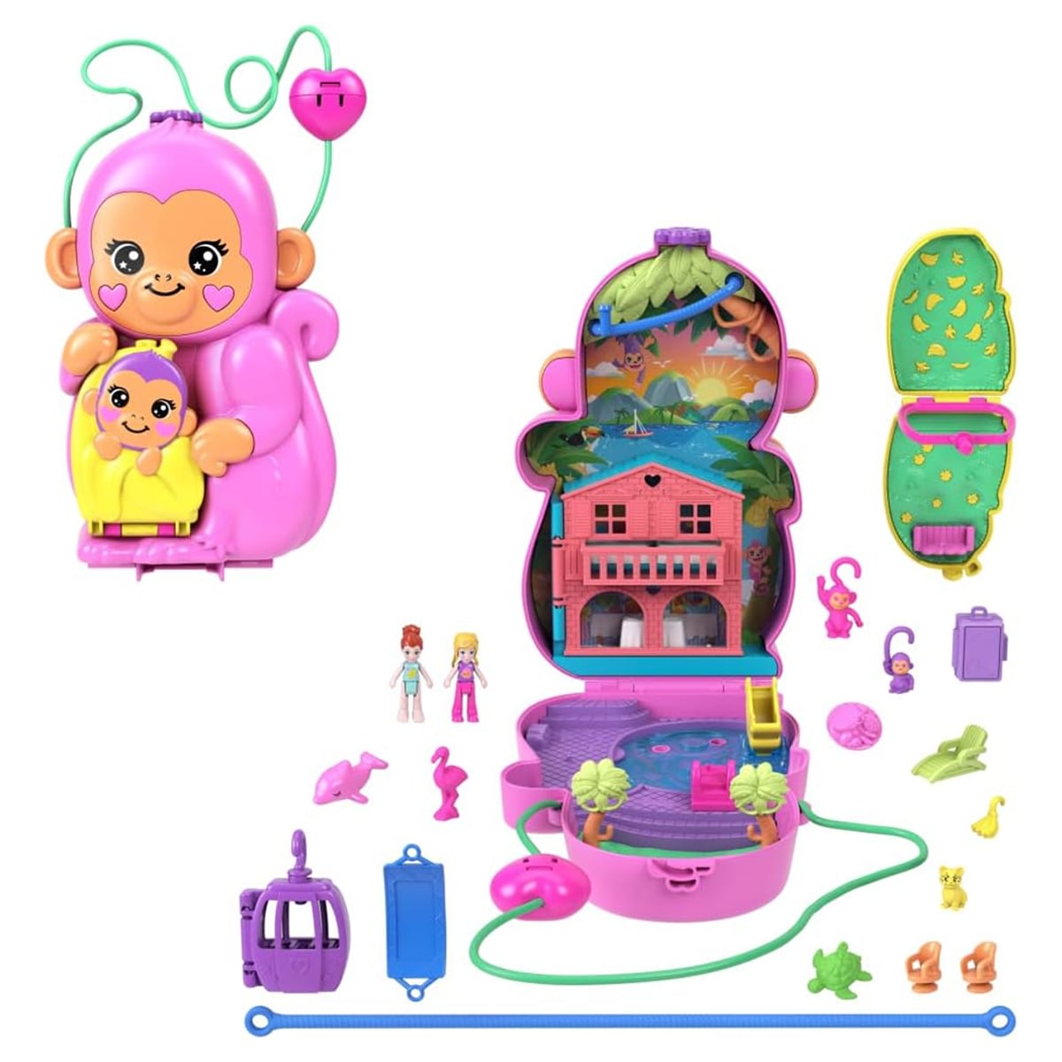 Polly Pocket Momma Monkey & Baby Playset Girls, 5-7 Years