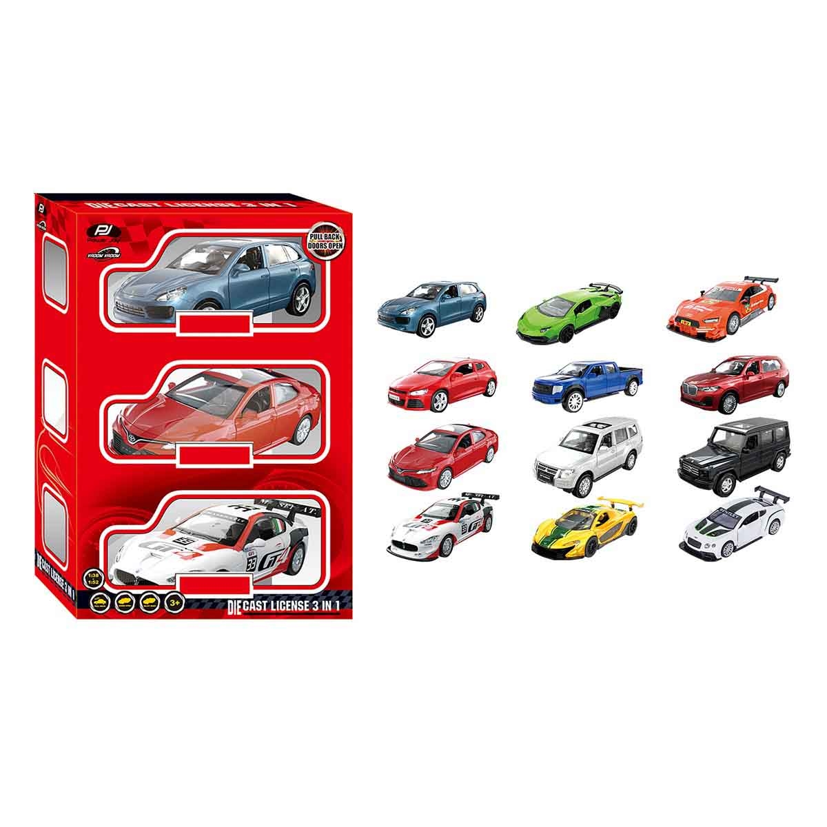 باور جوي مقياس 1:43 فـروم فـروم مجموعة سيارات معدنية مرخّصة 3 في 1 للأولاد، عمر 3-4 سنوات