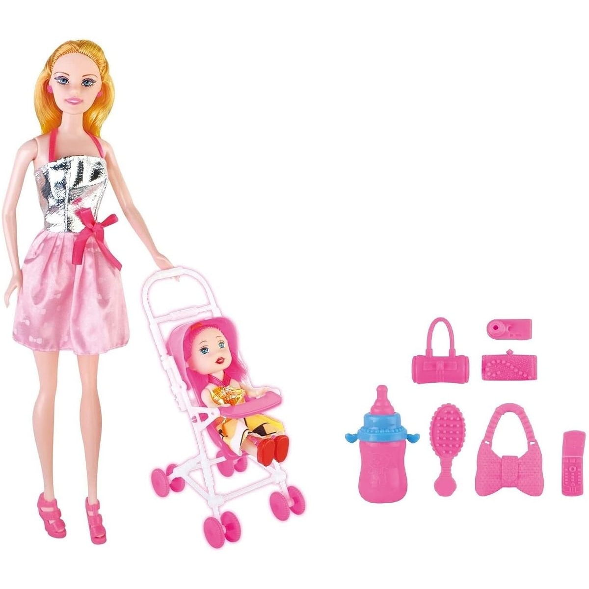 باور جوي ليلى 3 في 1 مجموعة دمى أزياء بعربة للبنات، 3-4 سنوات