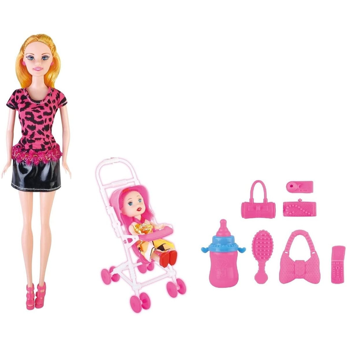 باور جوي ليلى 3 في 1 مجموعة دمى أزياء بعربة للبنات، 3-4 سنوات