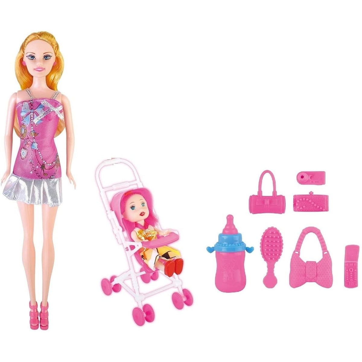باور جوي ليلى 3 في 1 مجموعة دمى أزياء بعربة للبنات، 3-4 سنوات
