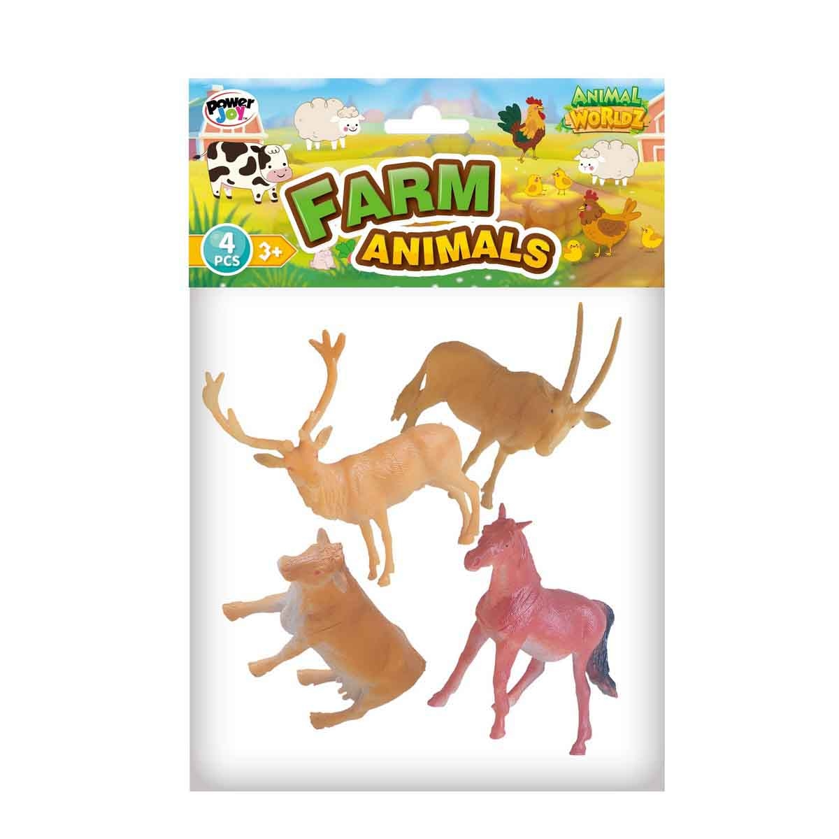 Power Joy Animal Worldz 6" Assorted Farm Animal Figure Unisex, 3-4 Years, Pack of 4