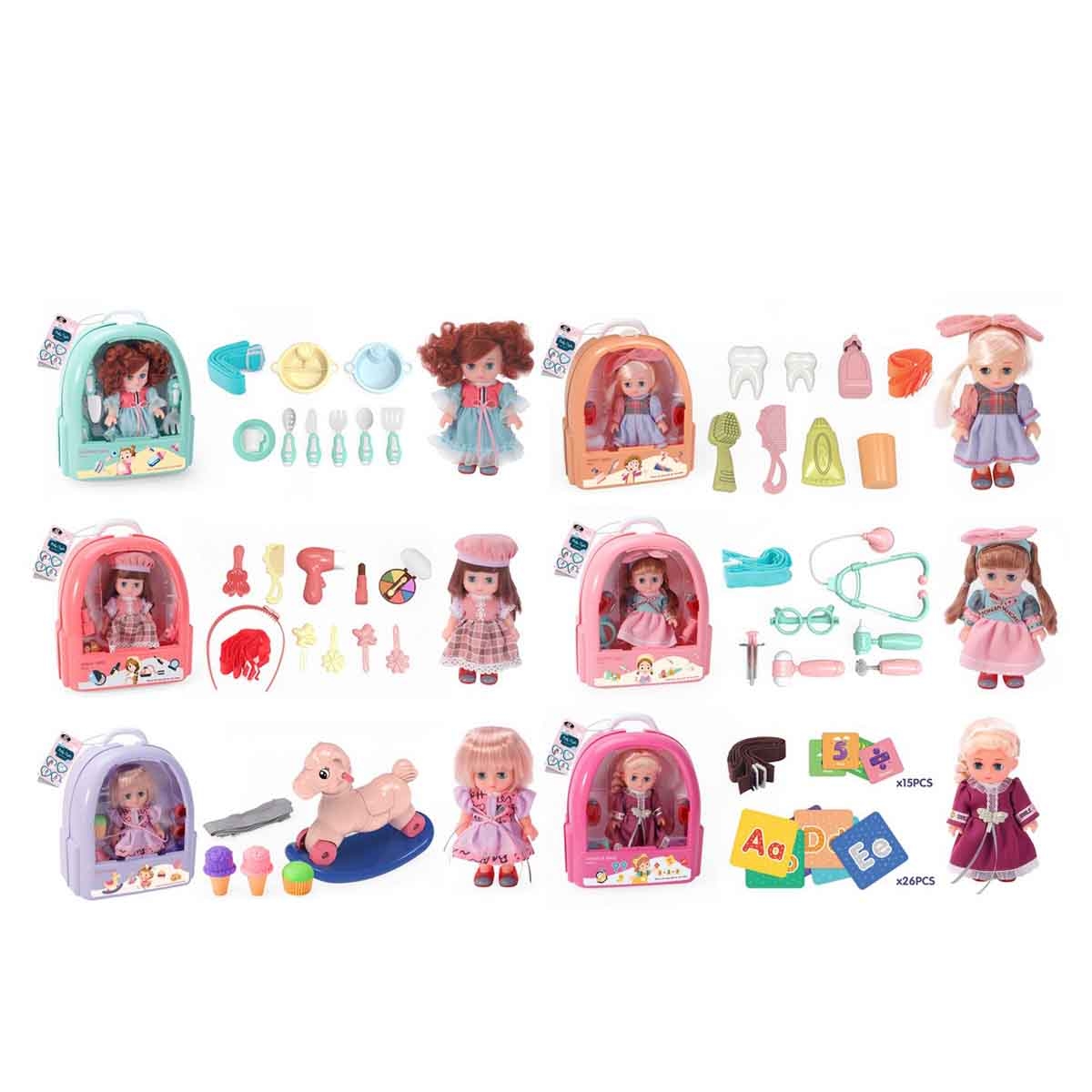 باور جوي 7.5 انش بيبي كايلا مجموعة دمى مع حقيبة ظهر متنوعة للبنات، عمر 3-4 سنوات