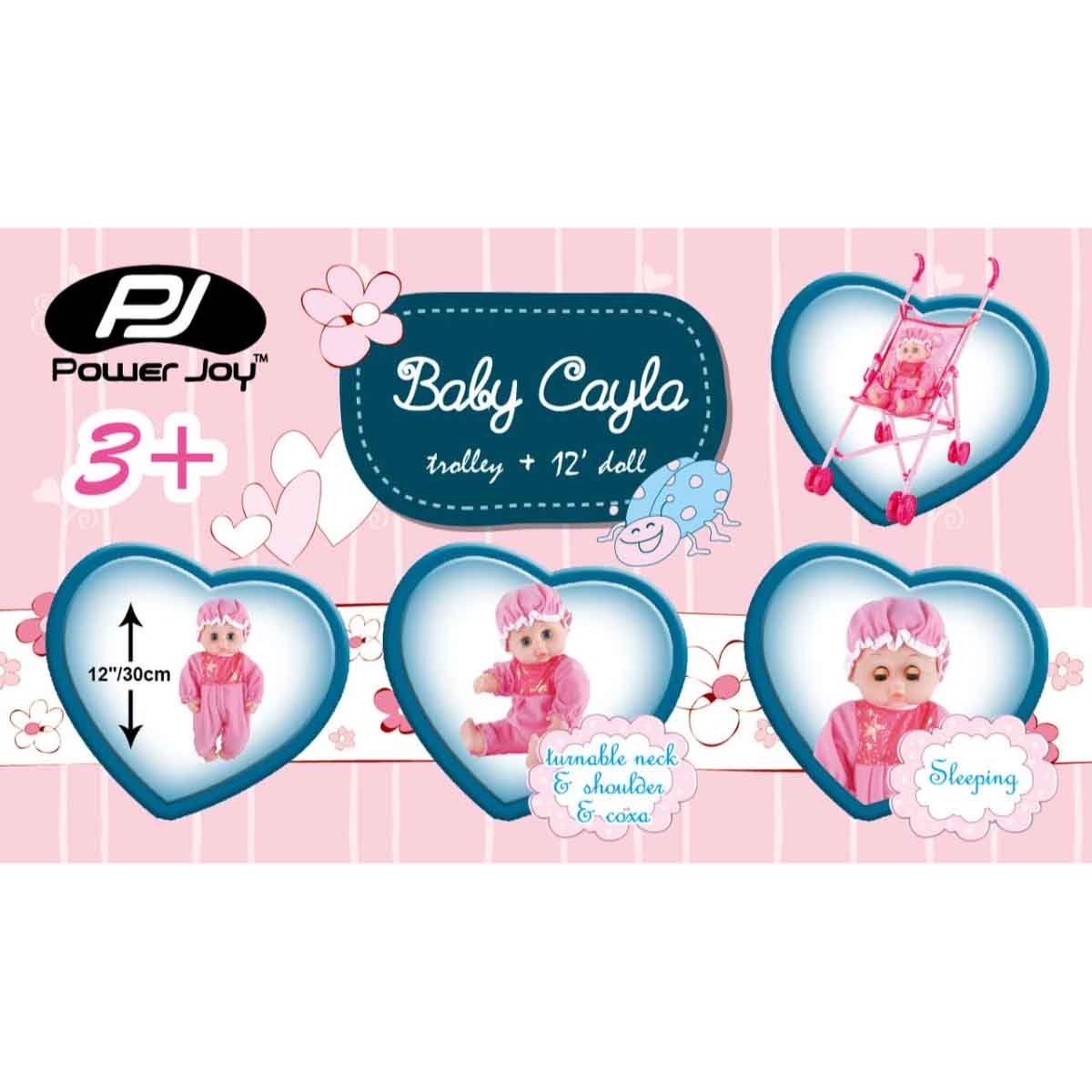 باور جوي عربة كايلا 12 إنش مع طقم الدمية للبنات، 3-4 سنوات