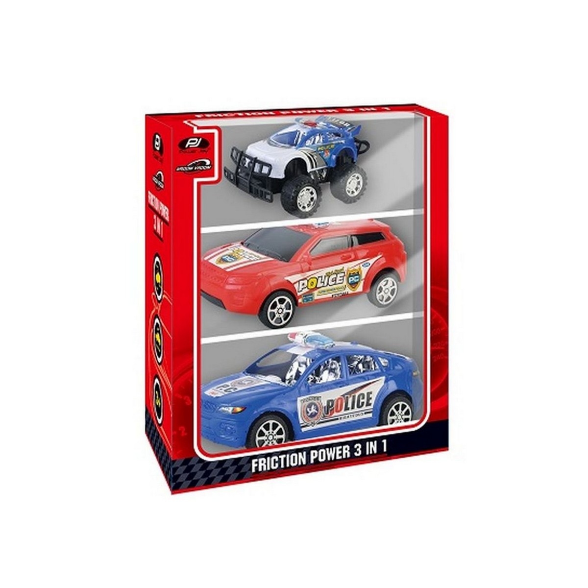 باور جوي مجموعة سيارات احتكاك 3 في 1 للأولاد، عمر 3-4 سنوات