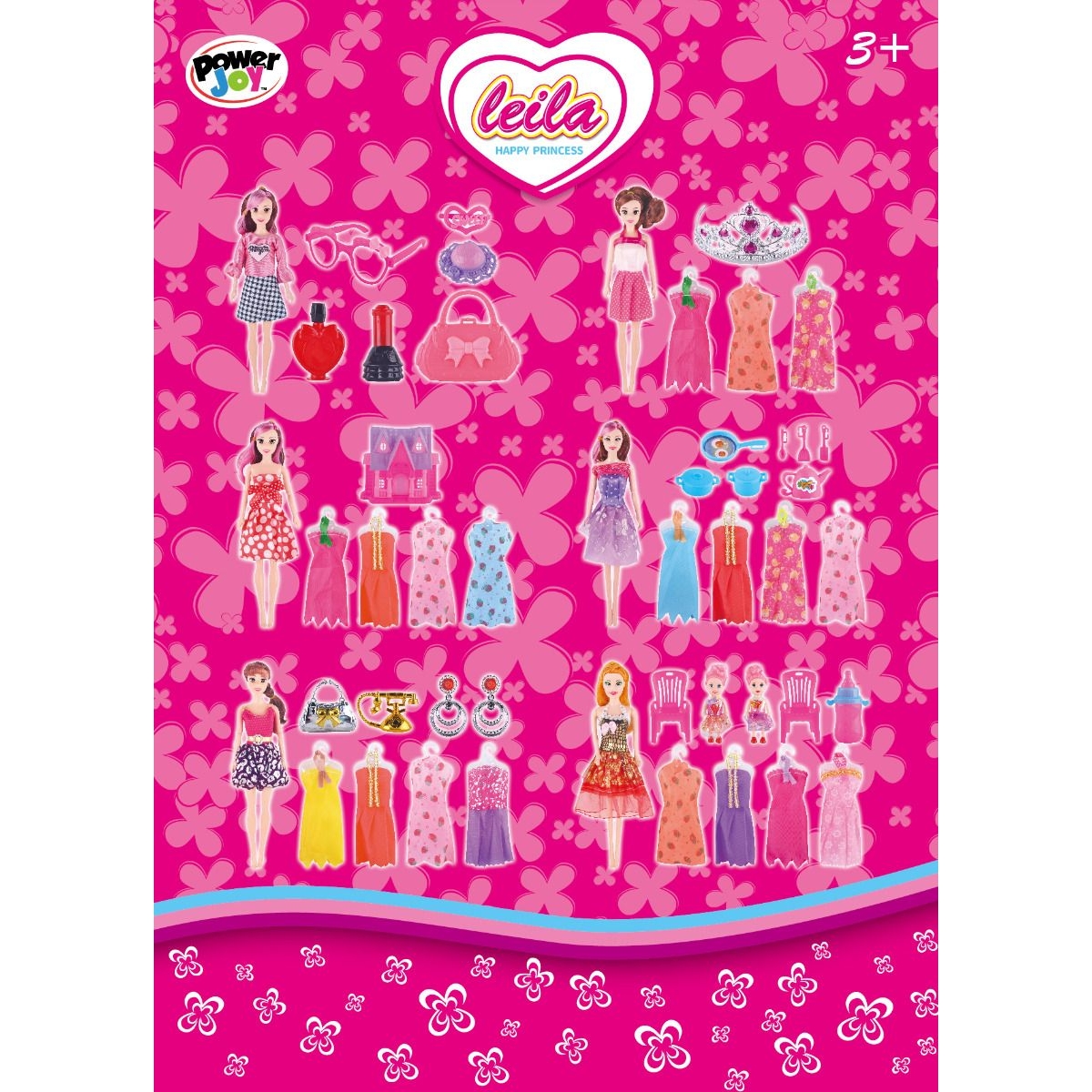 Power Joy Happy Princess Leila Assorted Fashion Doll Set Girls, 3-4 Years