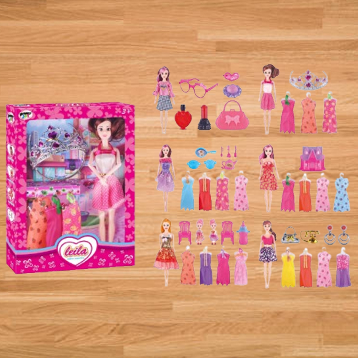 Power Joy Happy Princess Leila Assorted Fashion Doll Set Girls, 3-4 Years