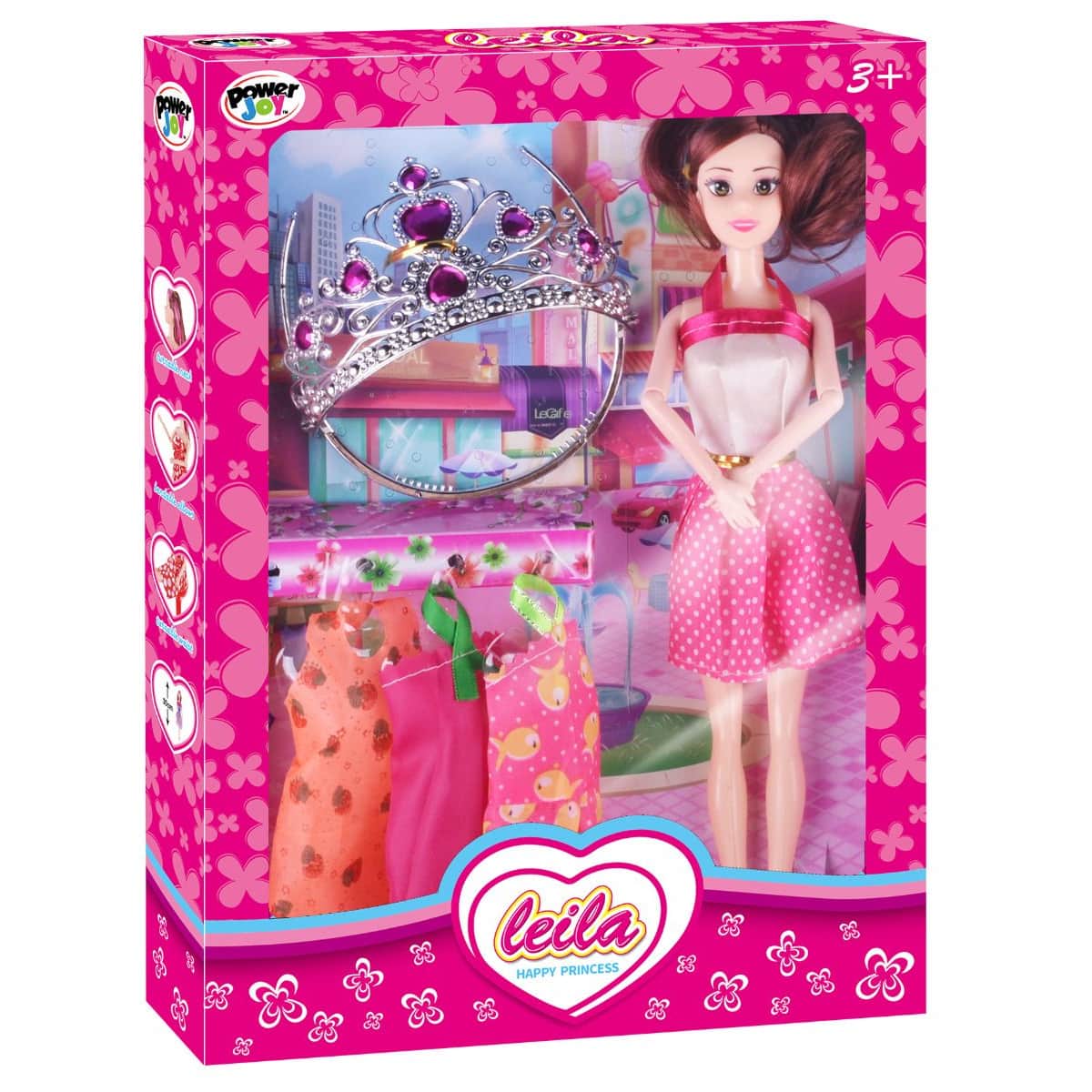 Power Joy Happy Princess Leila Assorted Fashion Doll Set Girls, 3-4 Years