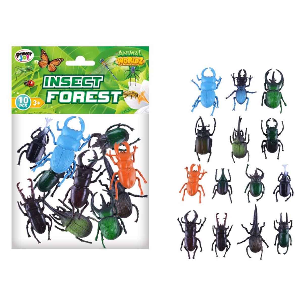 Power Joy 10-Piece 2" Forest Detailed Assorted Beetles Set Unisex, 3-4 Years