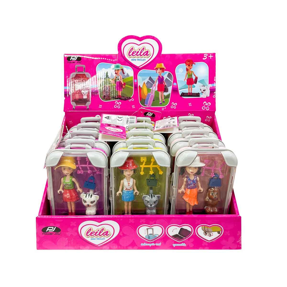Power Joy Leila Assorted Mini Trolley with Doll Set Girls, 3-4 Years