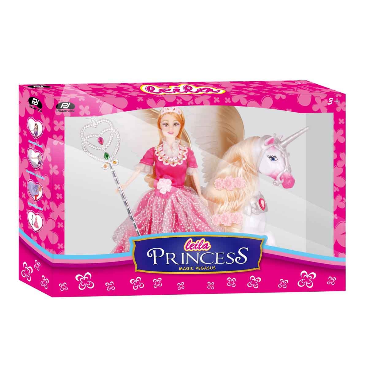 Power Joy Leila Princess with Magic Pegasus Assorted Doll Girls, 3-4 Years