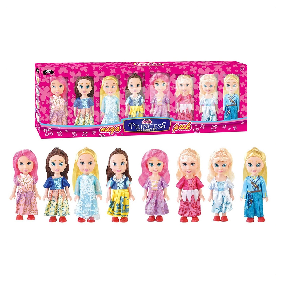 باور جوي ليلى الأميرات الأخوات الصغيرات 8 في 1 مجموعة دمى للبنات، 3-4 سنوات، مجموعة من 8
