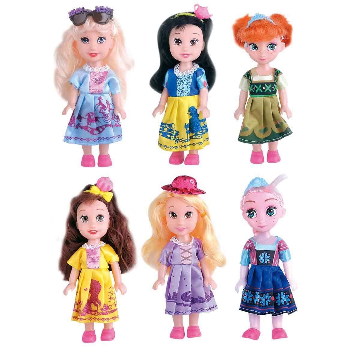 Power Joy 16 cm Leila Princess Mini Sisters 4 In 1 Assorted Doll Girls, 3-4 Years, Pack of 4