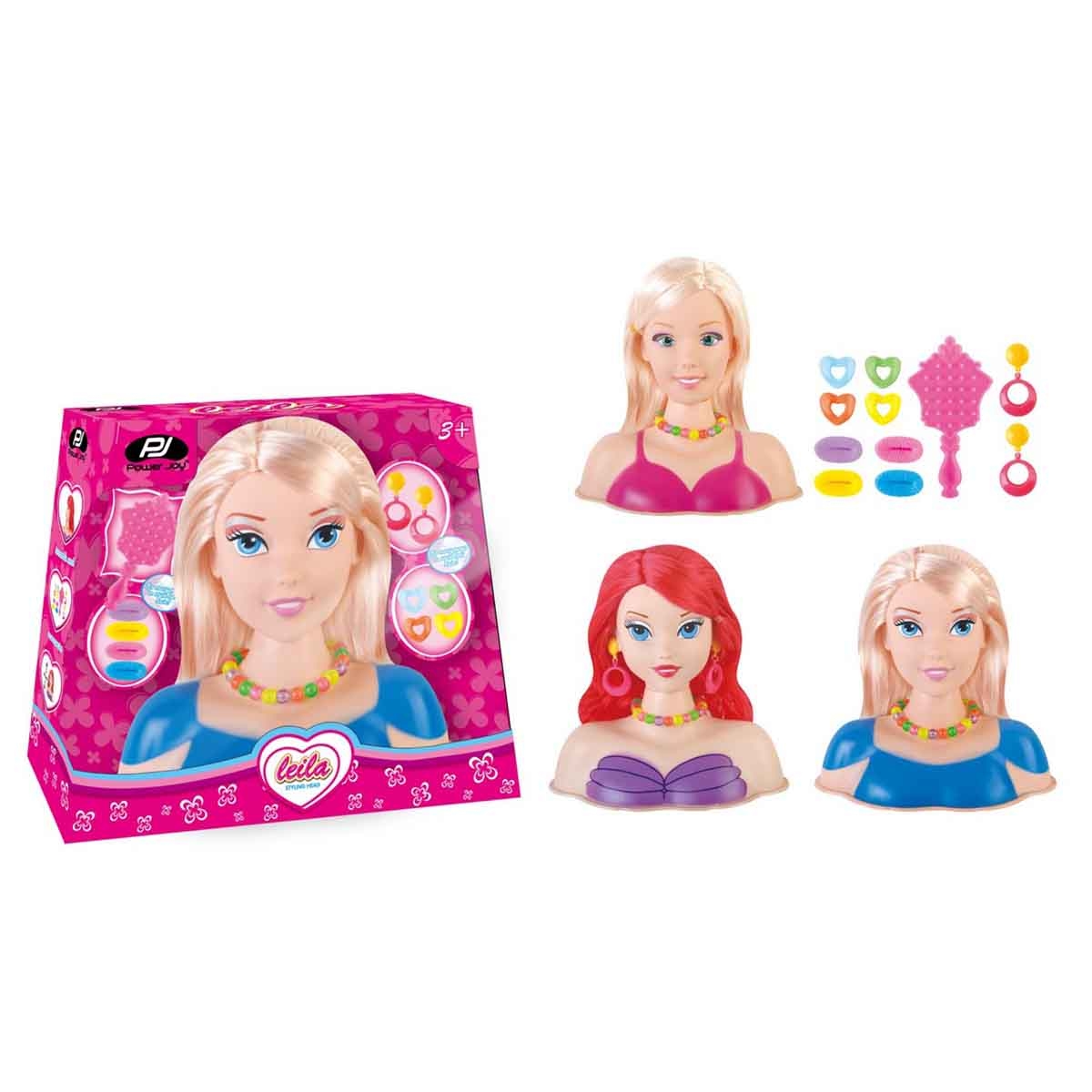 Power Joy 18.5 cm Leila Assorted Styling Doll Head Girls, 3-4 Years