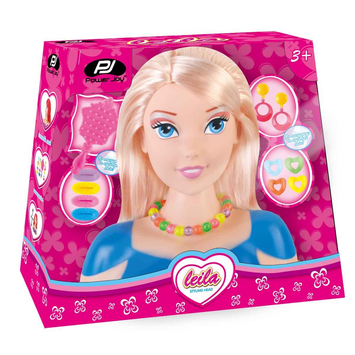 باور جوي ليلى رأس دمية تصفيف شعر 18.5 سم متنوعة للبنات، عمر 3-4 سنوات