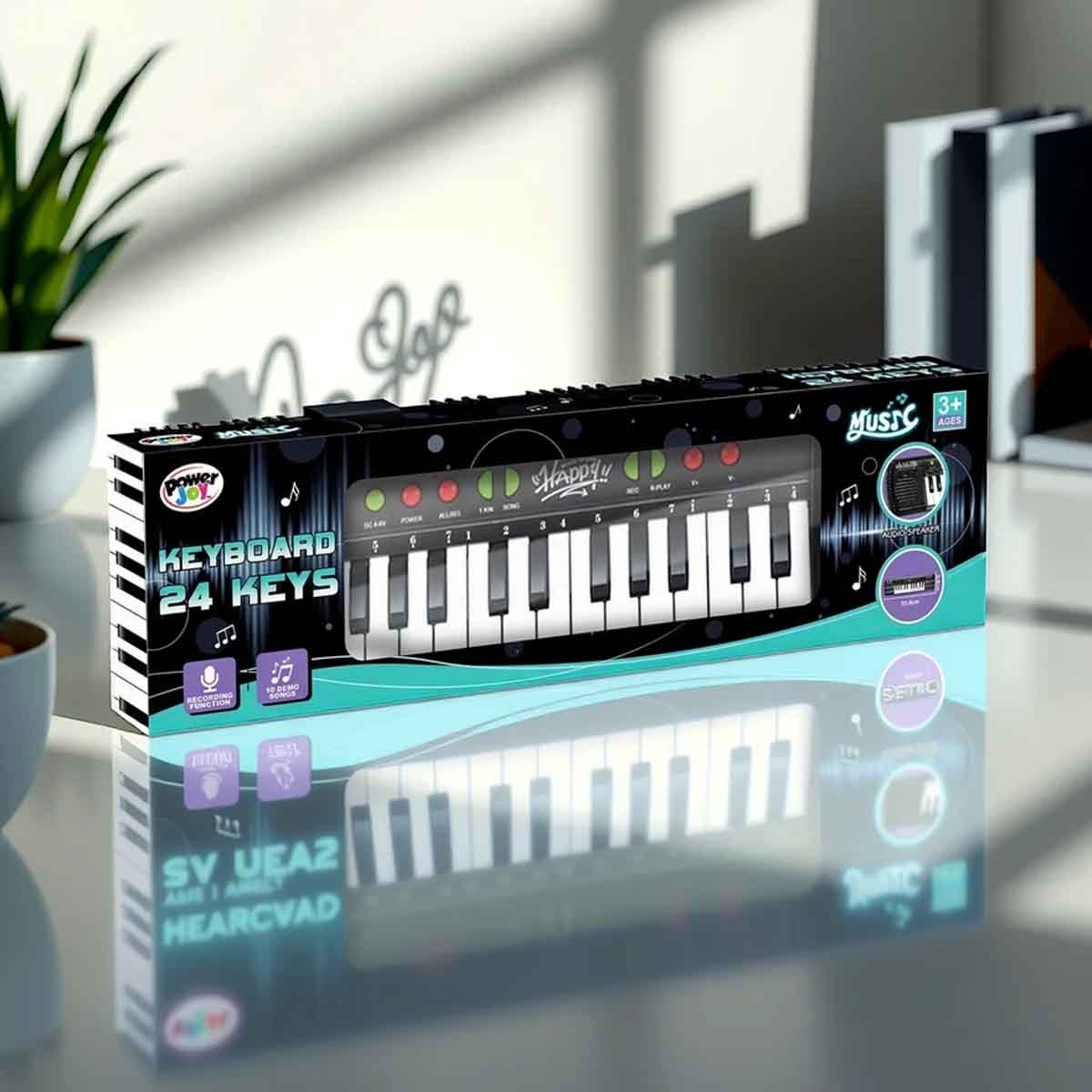 باور جوي أورغ موسيقي 24 مفتاح مع ميكروفون للجنسين، عمر 3-4 سنوات