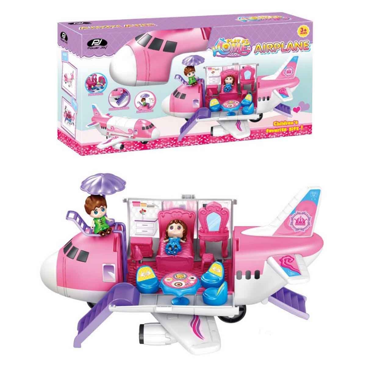 Power Joy Playhome Airplane Playset with 2 Dolls Girls, 3-4 Years