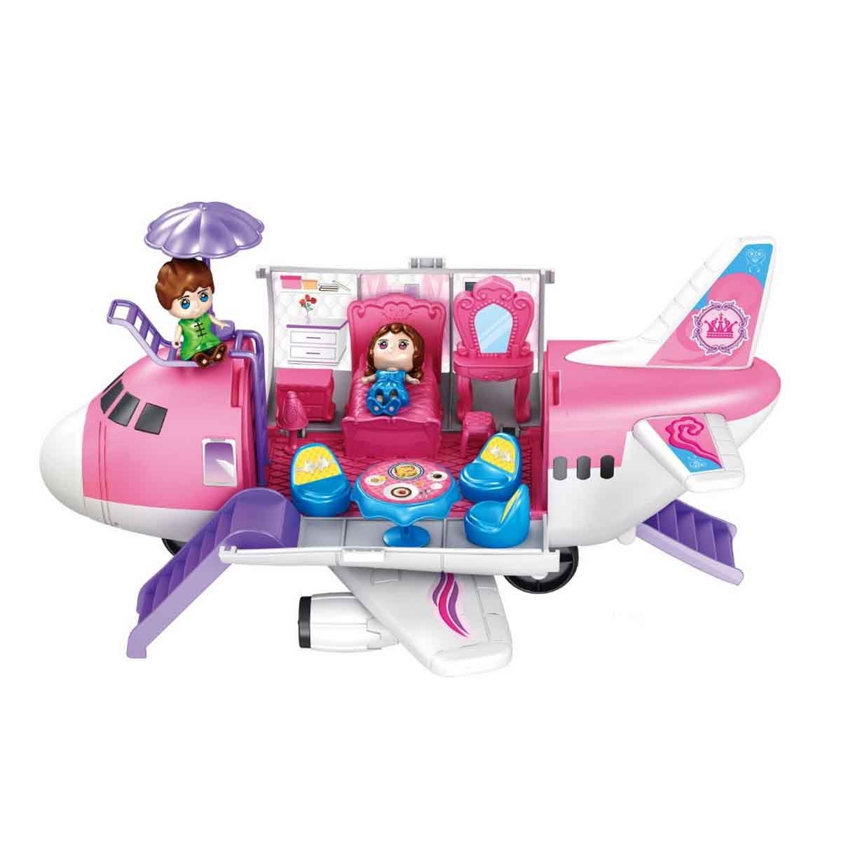 Power Joy Playhome Airplane Playset with 2 Dolls Girls, 3-4 Years