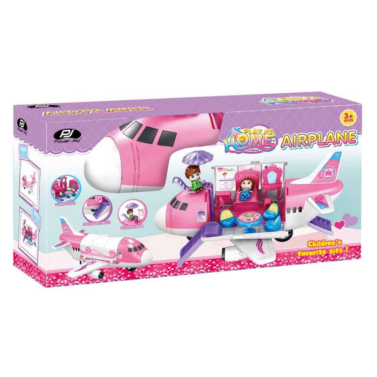 Power Joy Playhome Airplane Playset with 2 Dolls Girls, 3-4 Years