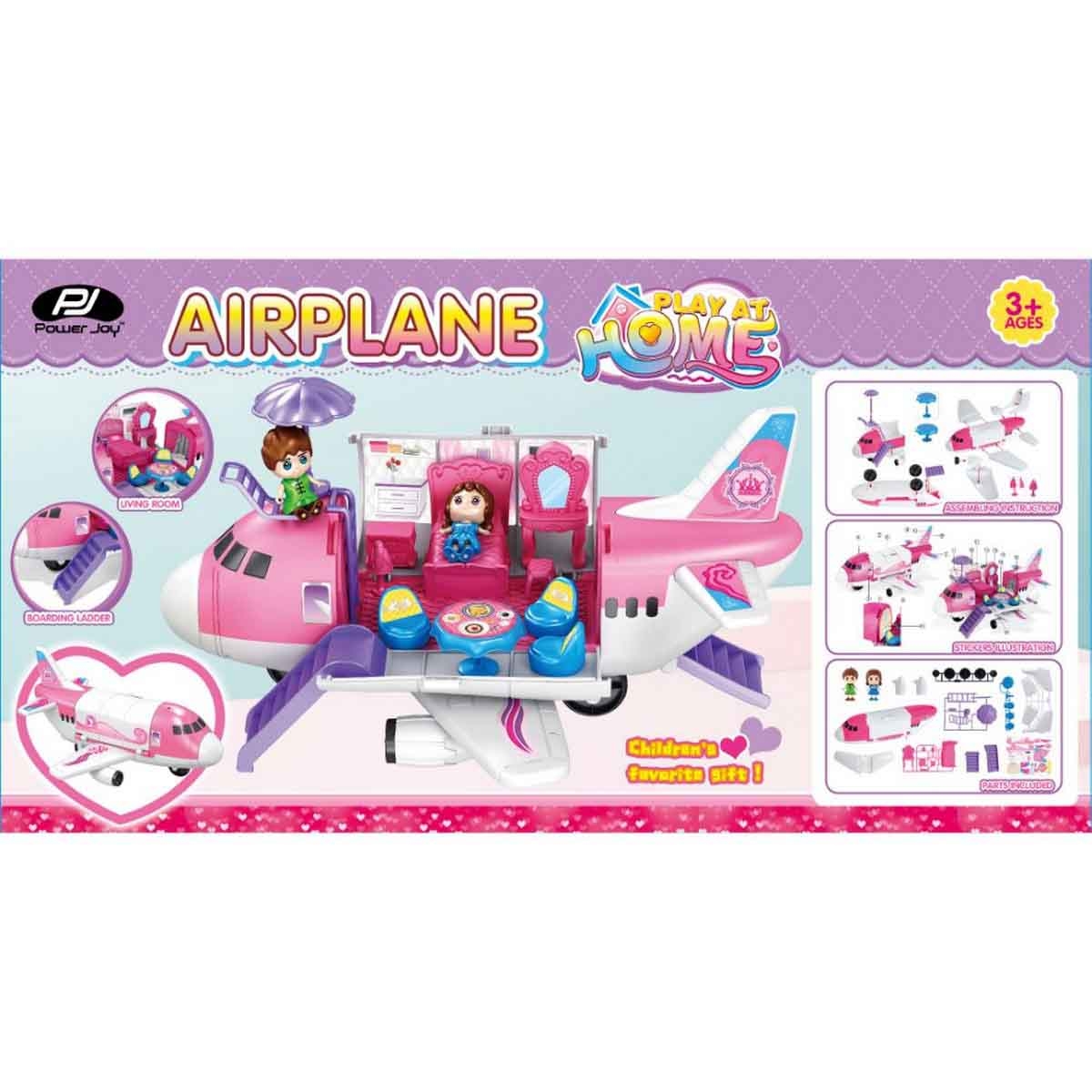 Power Joy Playhome Airplane Playset with 2 Dolls Girls, 3-4 Years