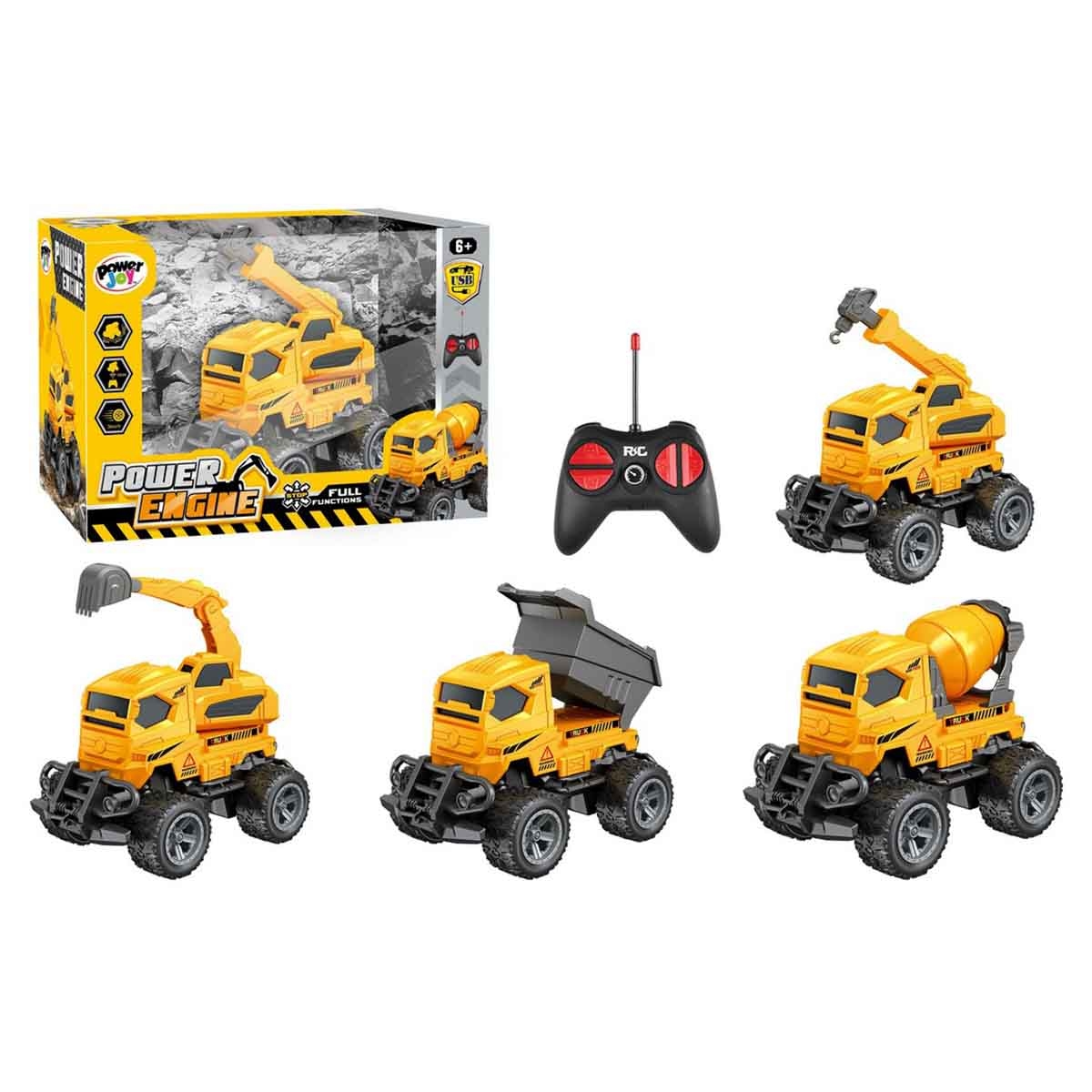 Power Joy Power Engine RC Assorted Construction Vehicle Boys, 5-7 Years