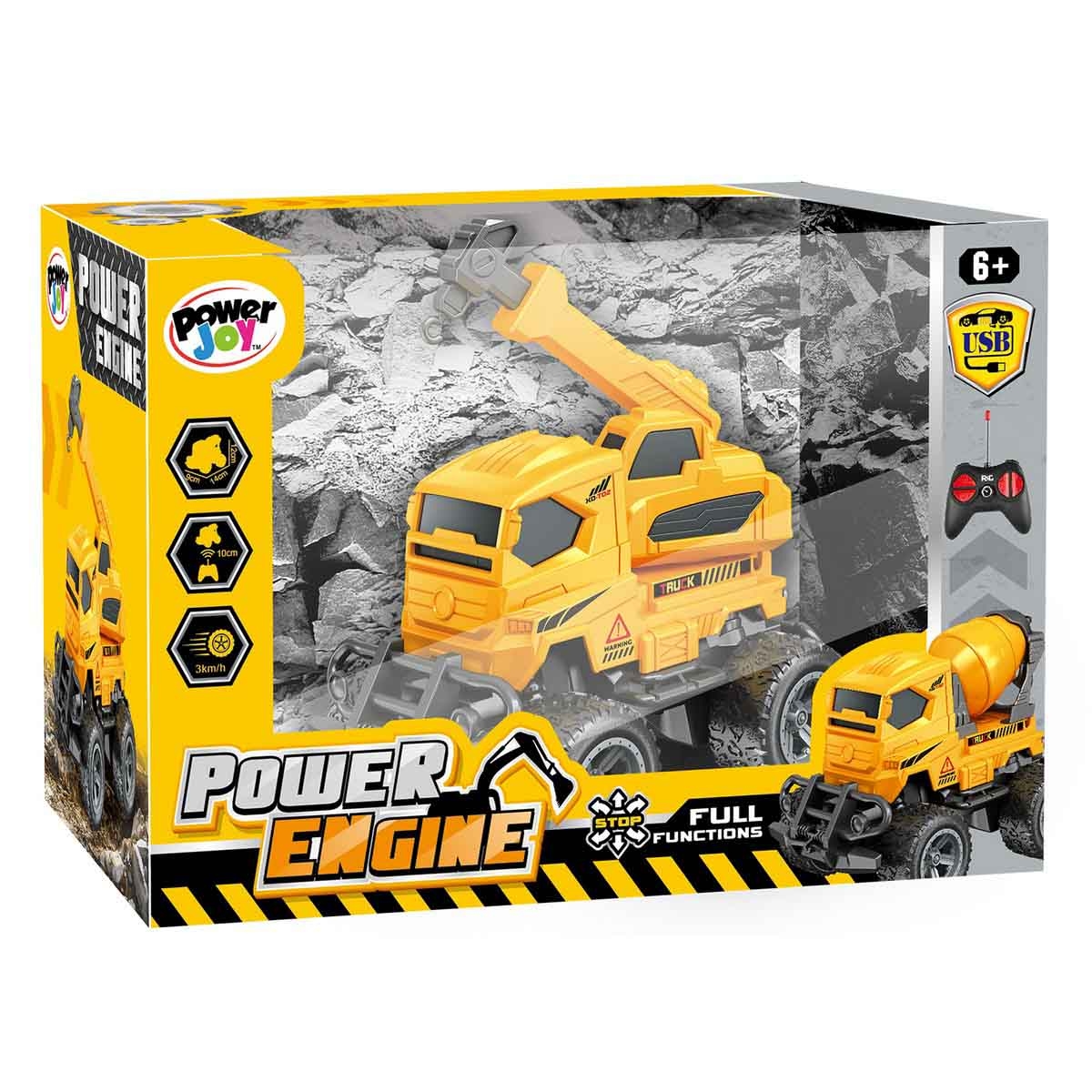 Power Joy Power Engine RC Assorted Construction Vehicle Boys, 5-7 Years