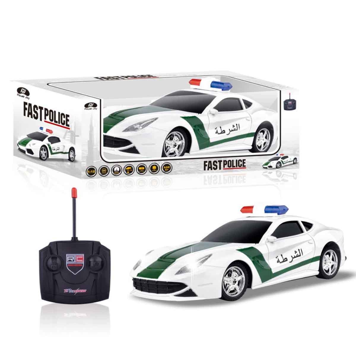 Power Joy 1:18 Remote Control Fast Battery Operated Police Car Unisex, 5-7 Years