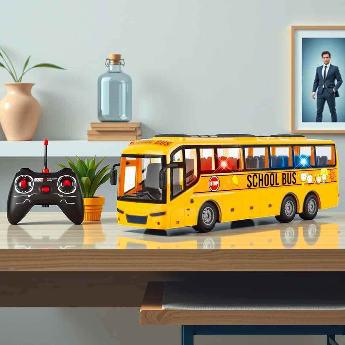 Power Joy 1:16 Remote Control School Bus with Lights Boys, 3-4 Years