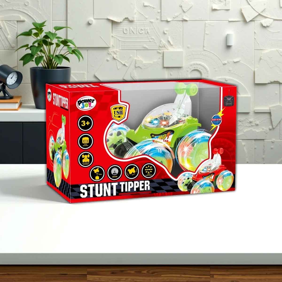 Power Joy Stunt Tipper with Light & Music Assorted Remote Control Car Boys, 3-4 Years
